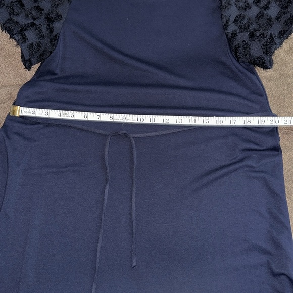 Loft Navy Shaggy Fringe Short Sleeve Knit Dress Size XS - Picture 6 of 8